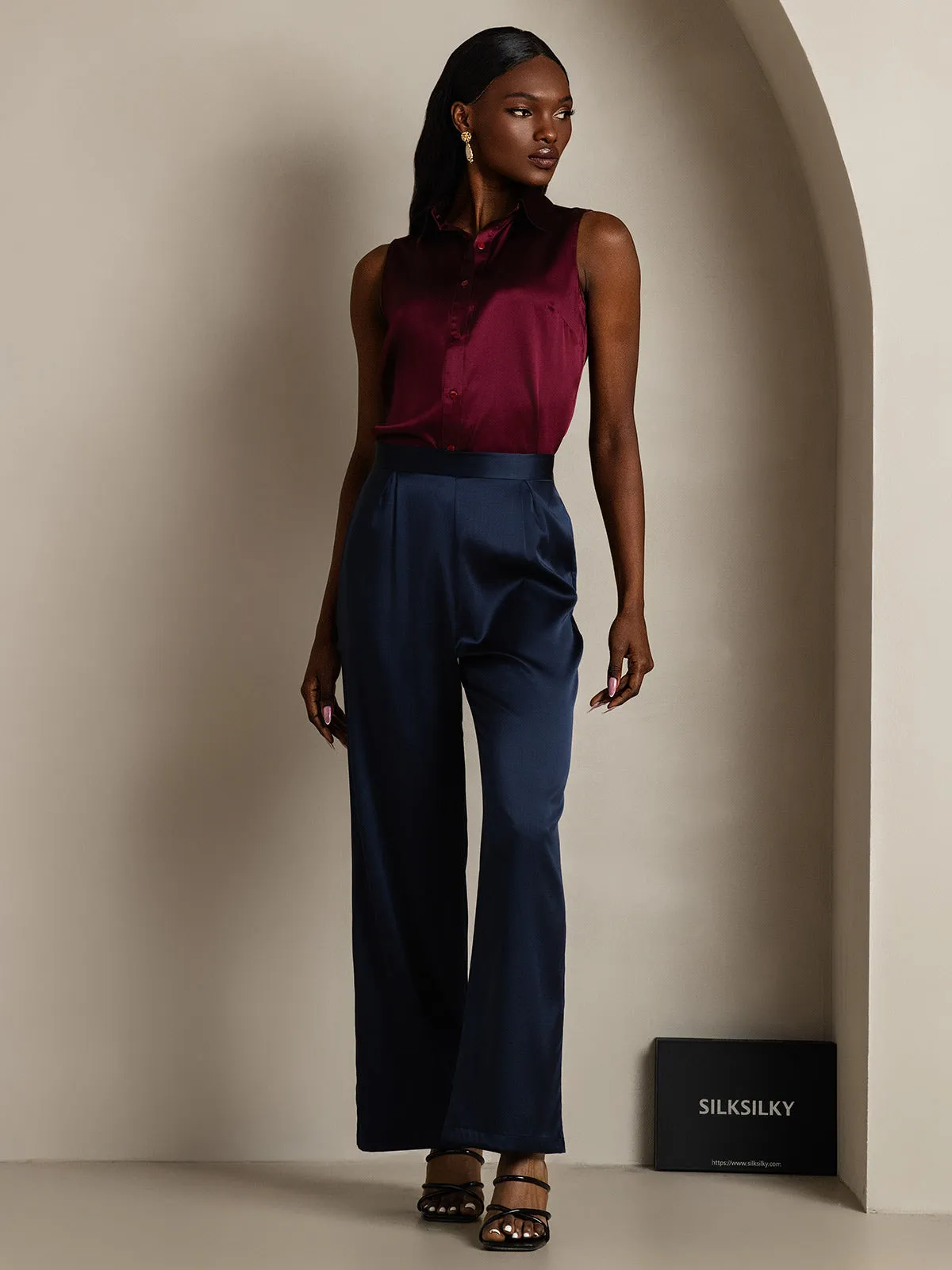 19Momme Silk Casual Silk Wide Leg Pants