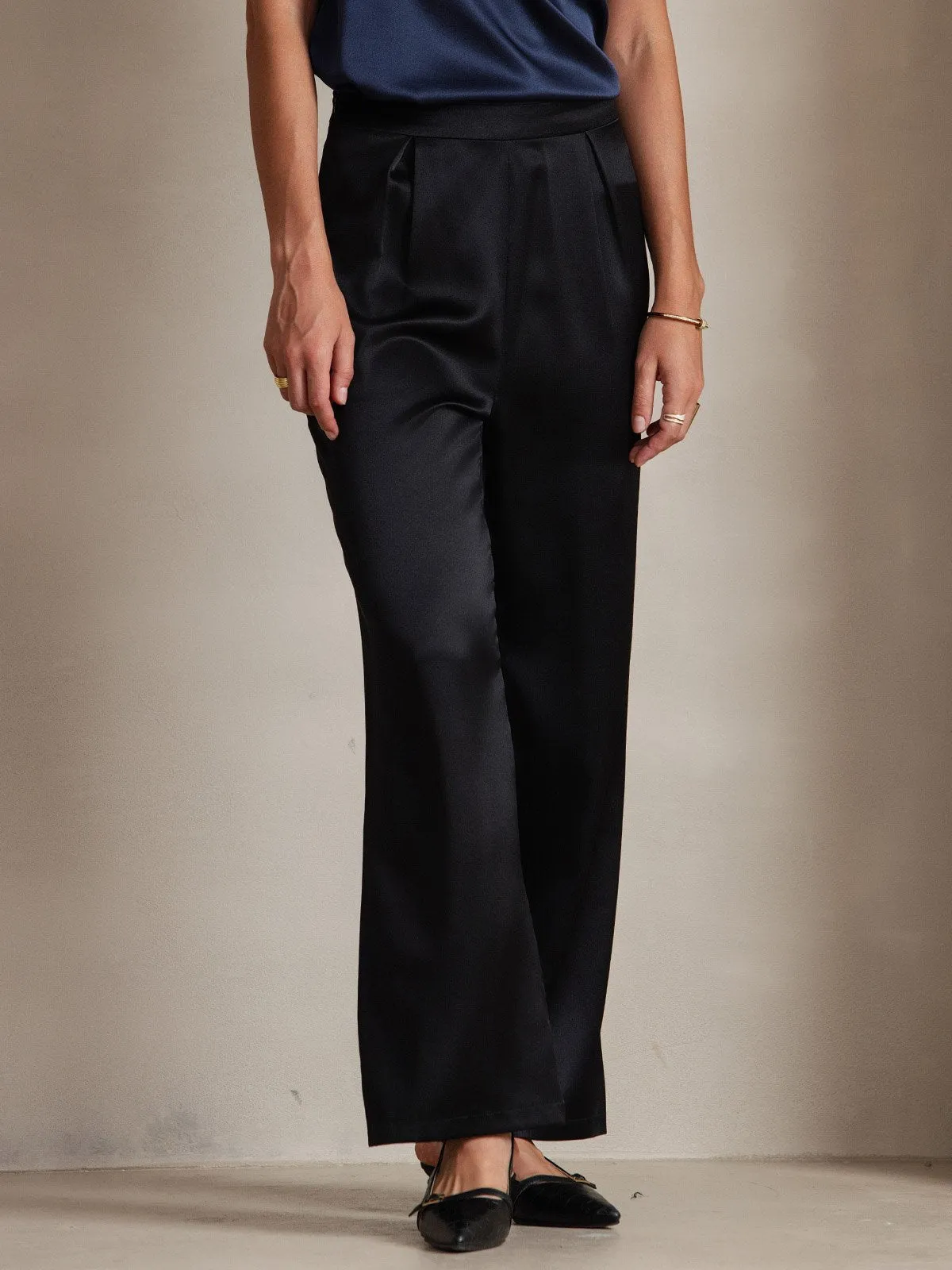 19Momme Silk Casual Wide Leg Pants