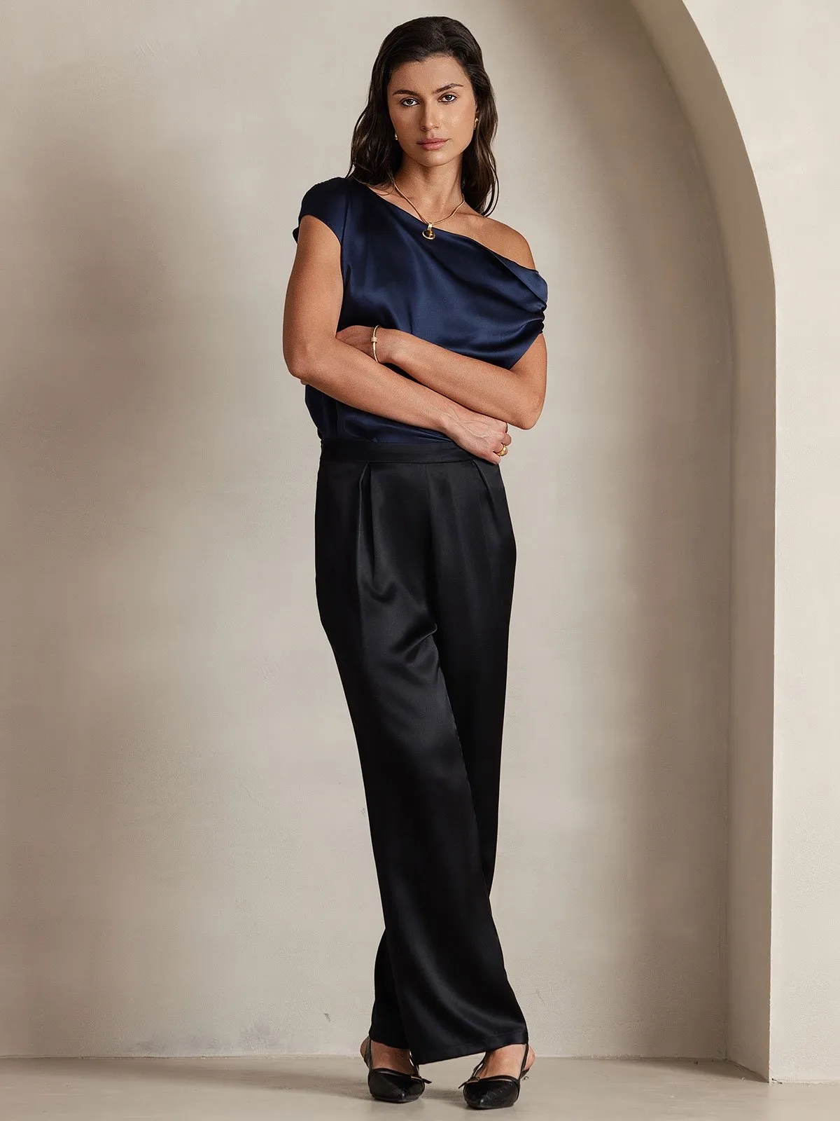 19Momme Silk Casual Wide Leg Pants