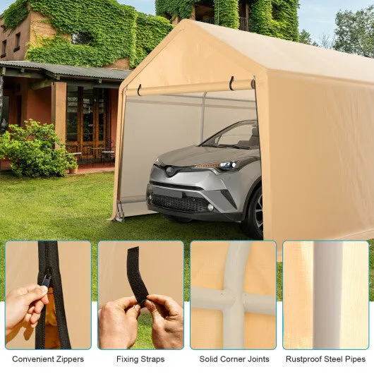 9 x 17 Feet Heavy Duty Carport Canopy-Yellow - Color: Yellow