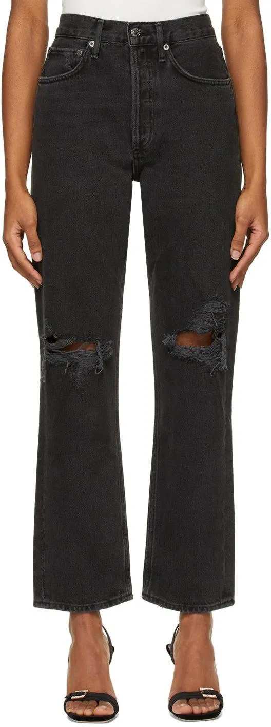 AGOLDE Black 90's Mid-Rise Loose Jeans