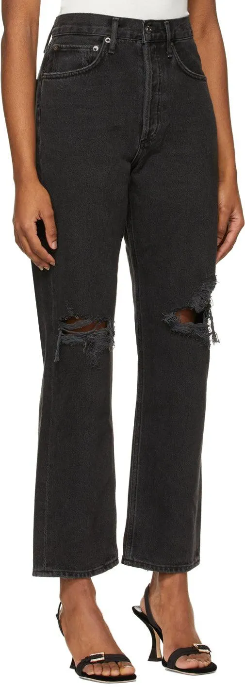 AGOLDE Black 90's Mid-Rise Loose Jeans