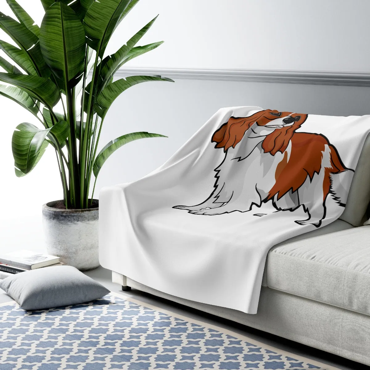 Cavalier King Charles Spaniel Sherpa Fleece Blanket, 2 Sizes, Polyester, FREE Shipping, Made in USA!!