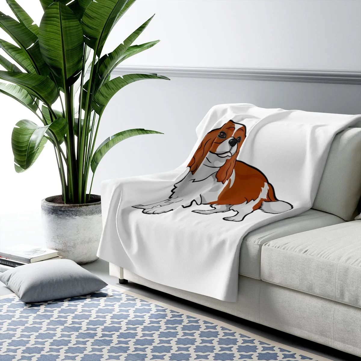 Cavalier King Charles Spaniel Sherpa Fleece Blanket, 2 Sizes, Polyester, FREE Shipping, Made in USA!!