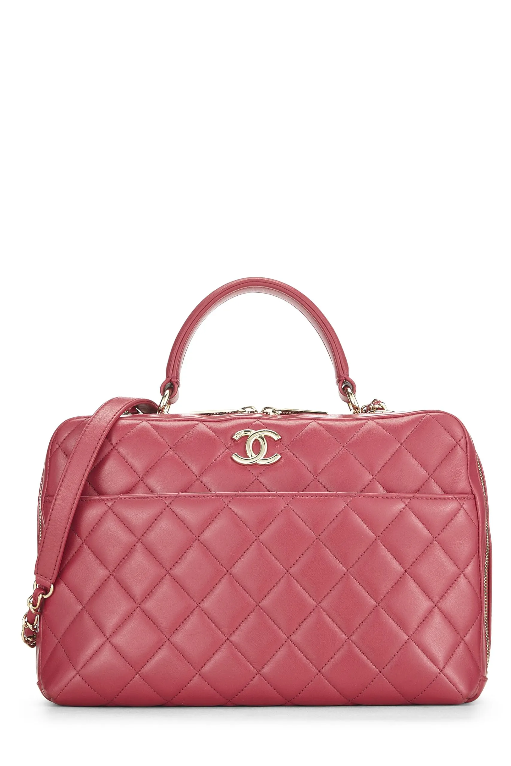 Chanel,  Pink Quilted Lambskin Trendy 'CC' Bowling Bag Large, Pink