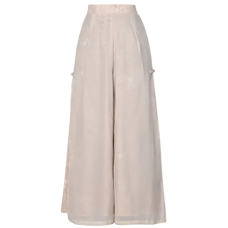 Chinese Zen-Inspired Flowing Wide-Leg Casual Pants
