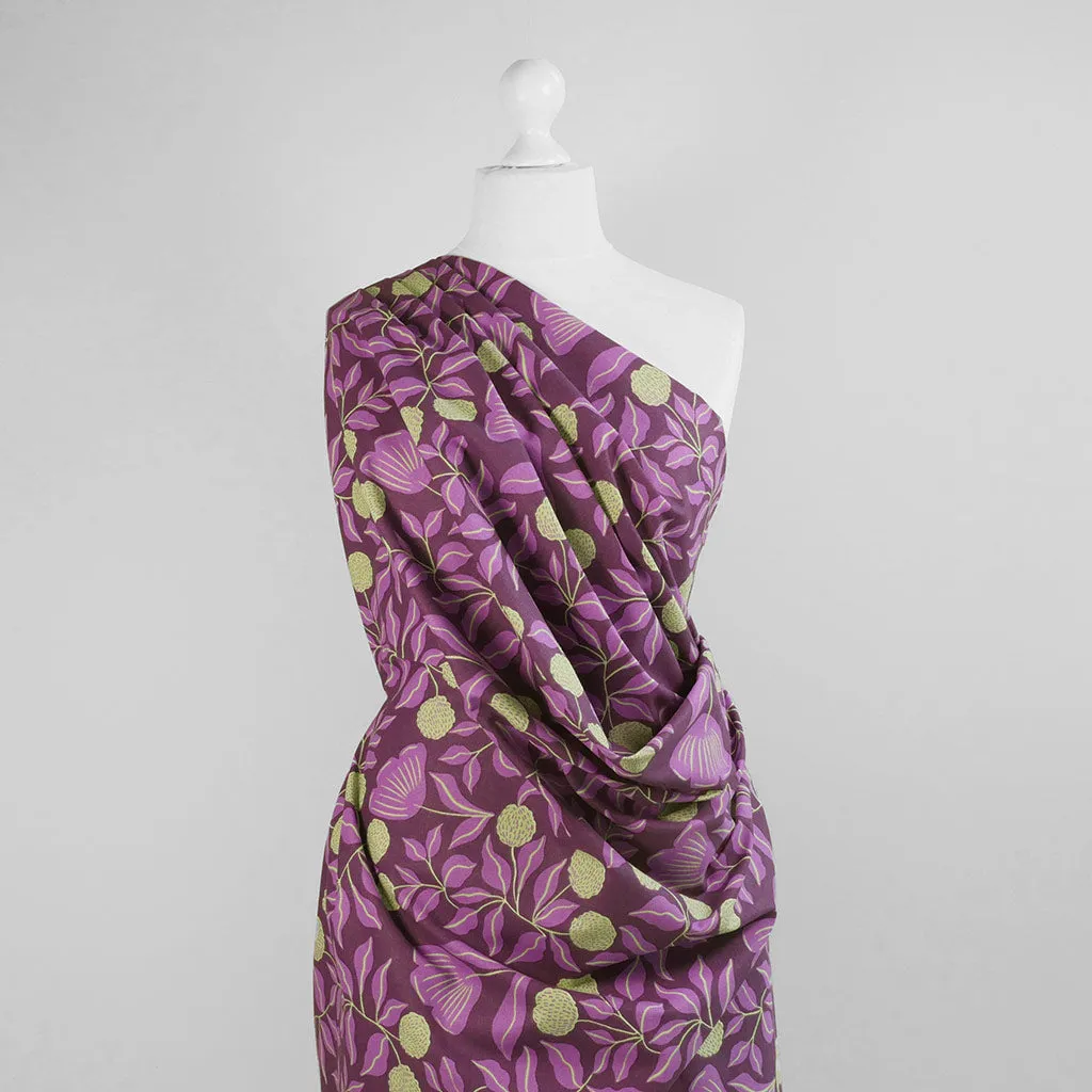 Cotton Canvas - Purple Vines Woven Fabric by Nerida Hansen Sample