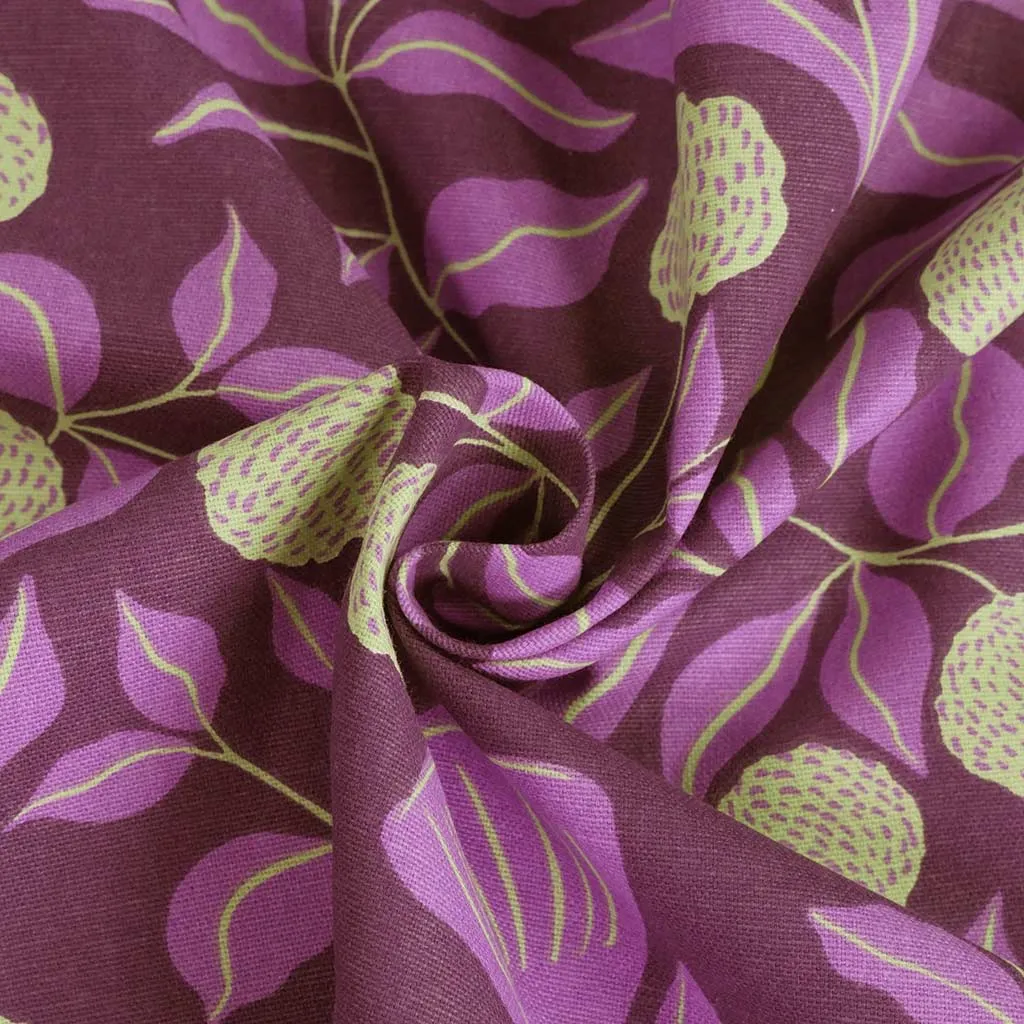 Cotton Canvas - Purple Vines Woven Fabric by Nerida Hansen Sample