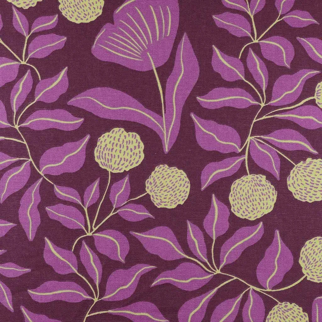 Cotton Canvas - Purple Vines Woven Fabric by Nerida Hansen Sample
