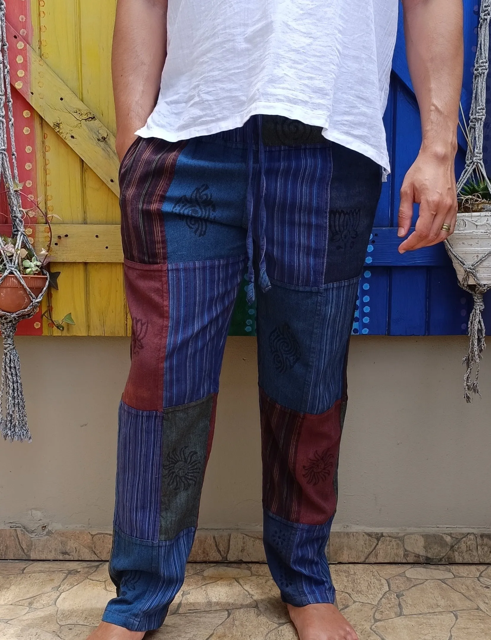 Cotton Hippie Men's Pants Patchwork Dharke Khaddar Long Pants
