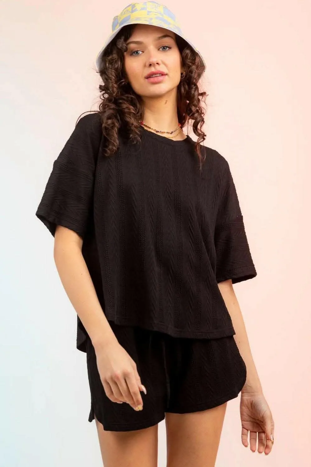 Cozy textured two-piece lounge set