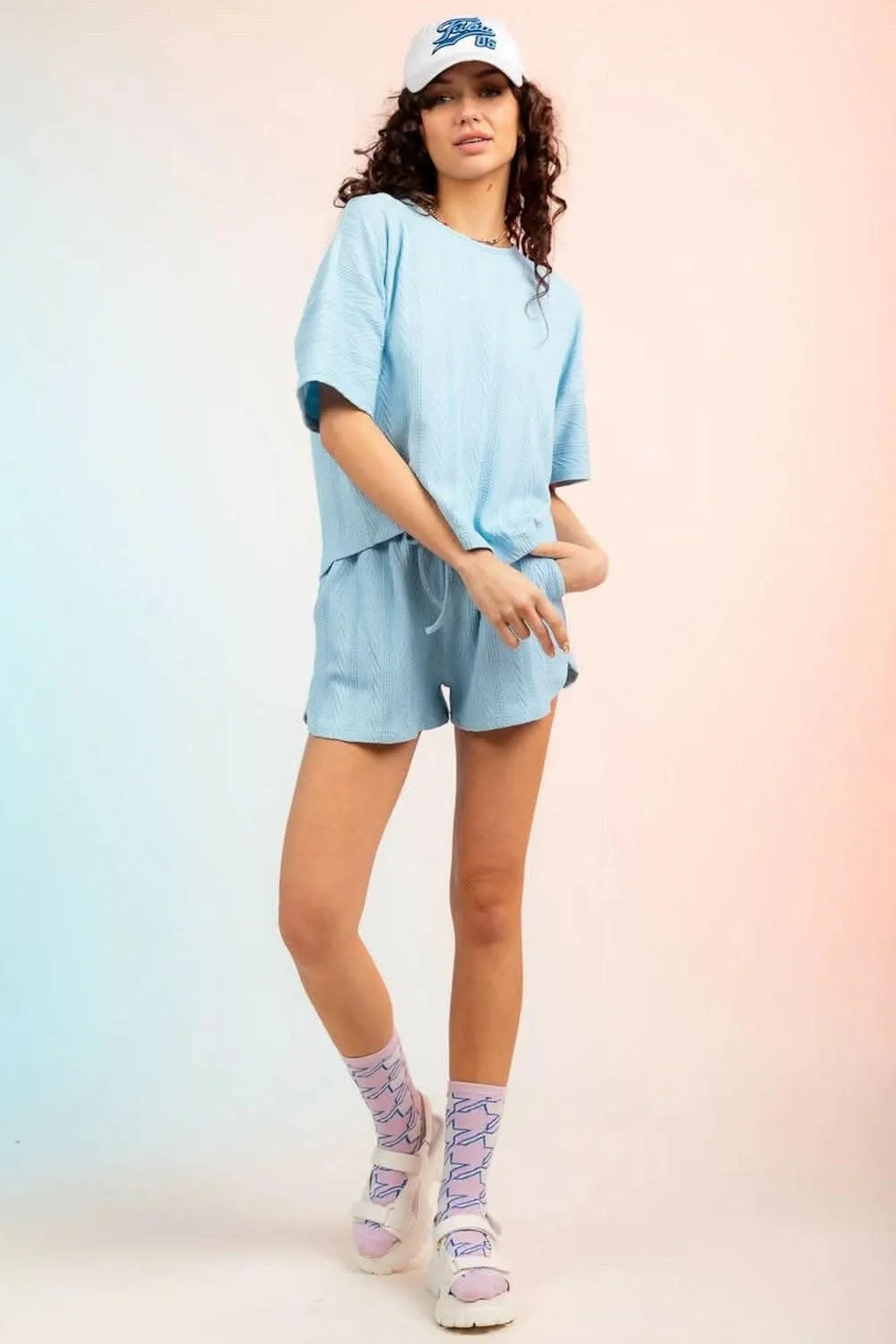 Cozy textured two-piece lounge set