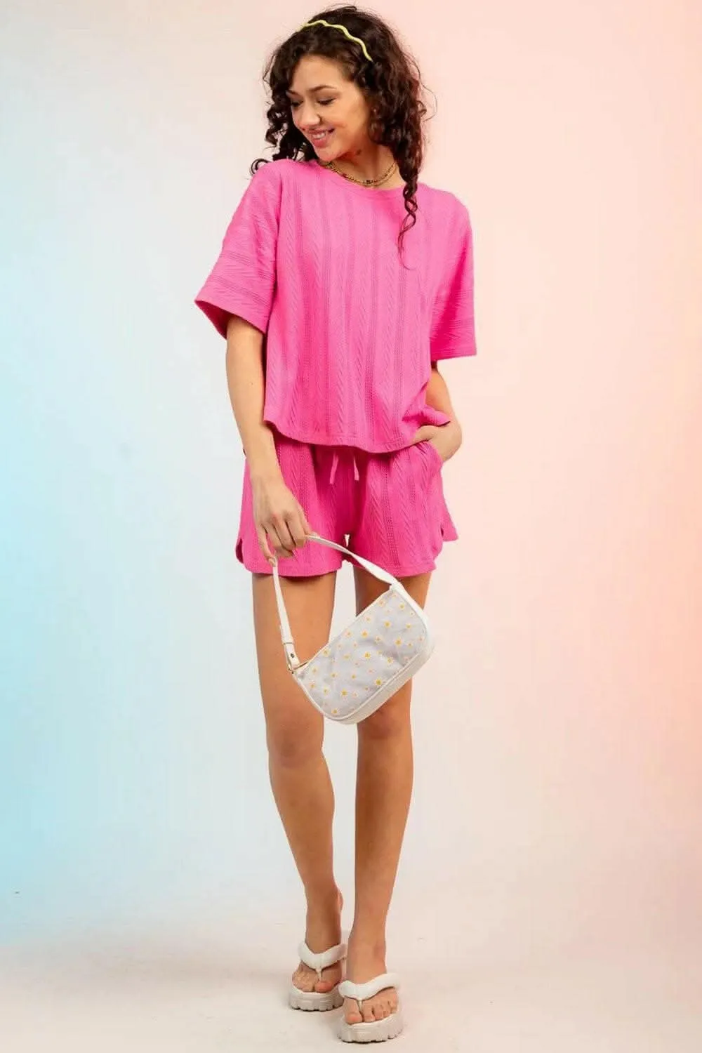 Cozy textured two-piece lounge set