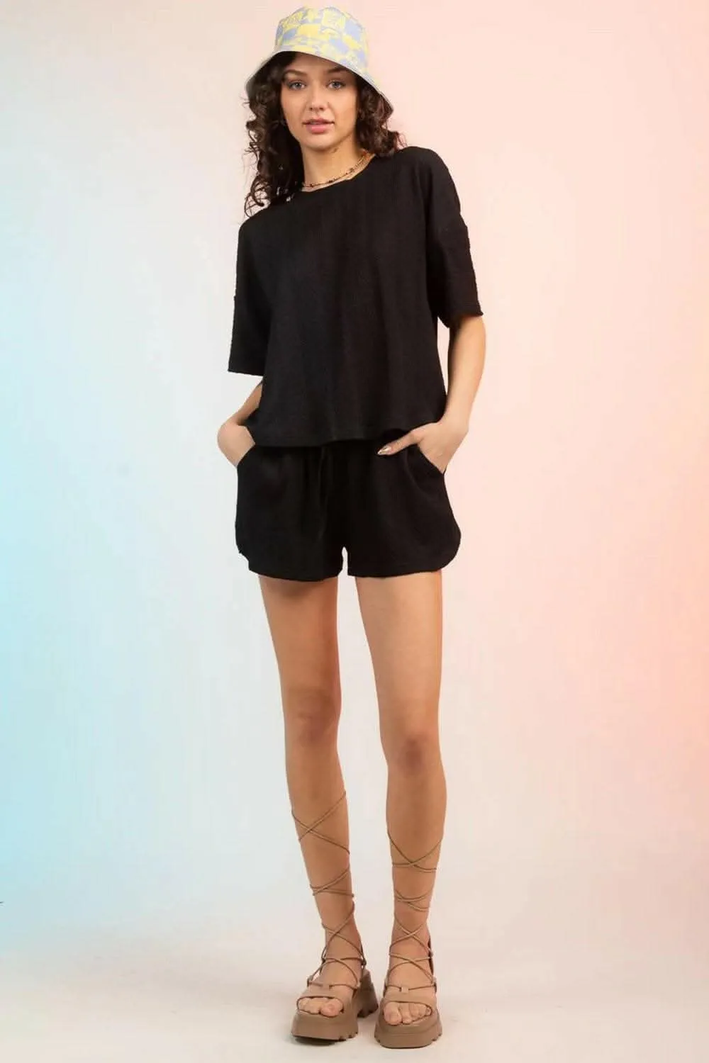 Cozy textured two-piece lounge set