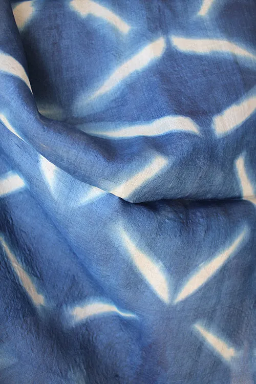 Creative Bee 'ANKARA' Natural Dye Indigo Shibori Desi Tussar Fabric x 0.50 Meter