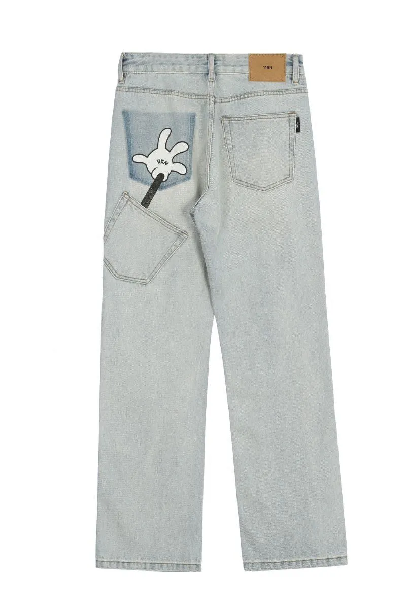 CZ Hand Printed Loose Jeans