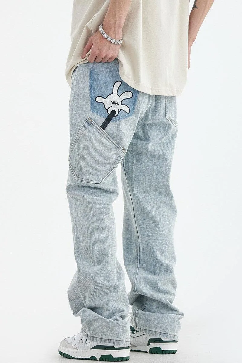 CZ Hand Printed Loose Jeans