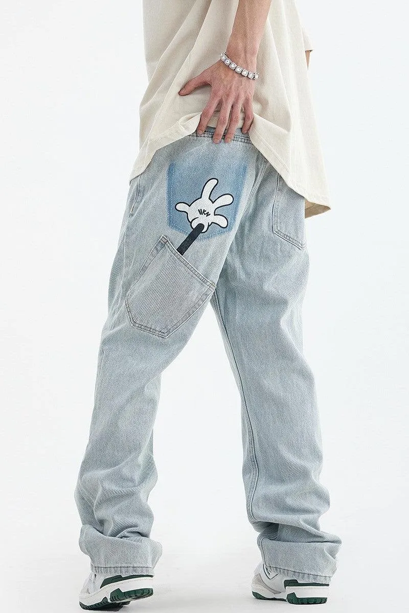 CZ Hand Printed Loose Jeans