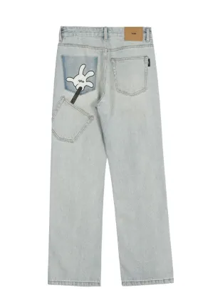 CZ Hand Printed Loose Jeans