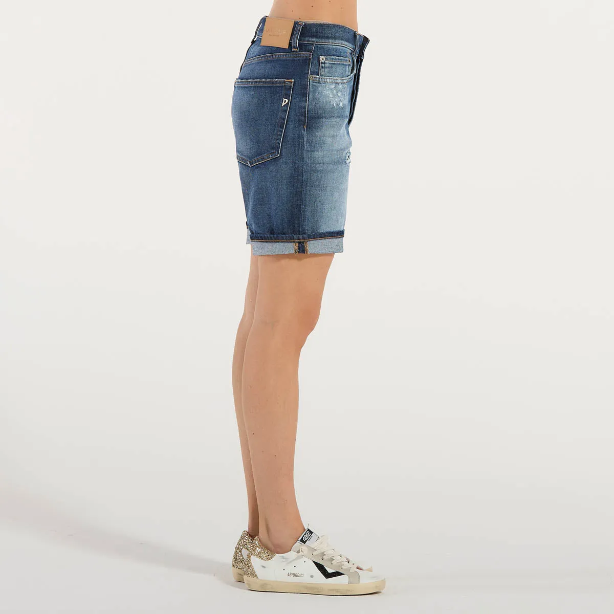 Dondup shorts dade denim jeans slavato scuro