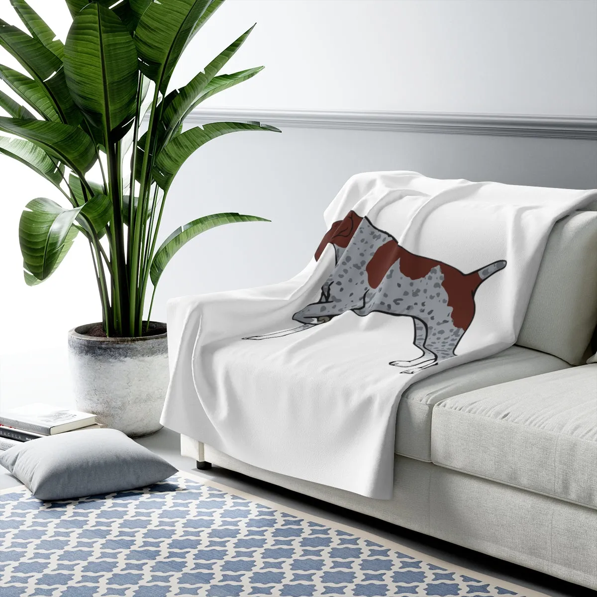 German Shorthaired Pointer Sherpa Fleece Blanket, 2 Sizes, Polyester, FREE Shipping, Made in USA!!