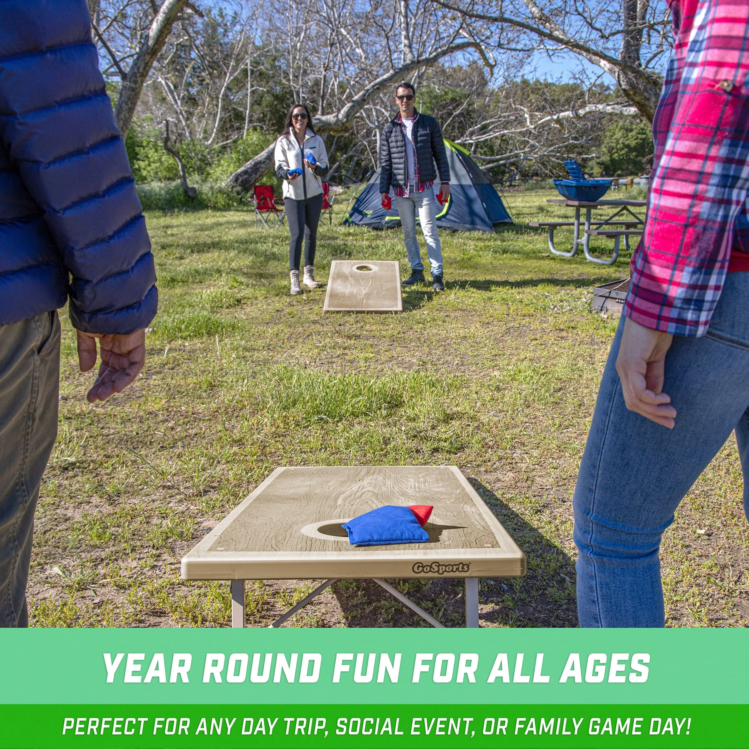 GoSports Tough Toss All Weather Cornhole Outdoor Game - Wood Design