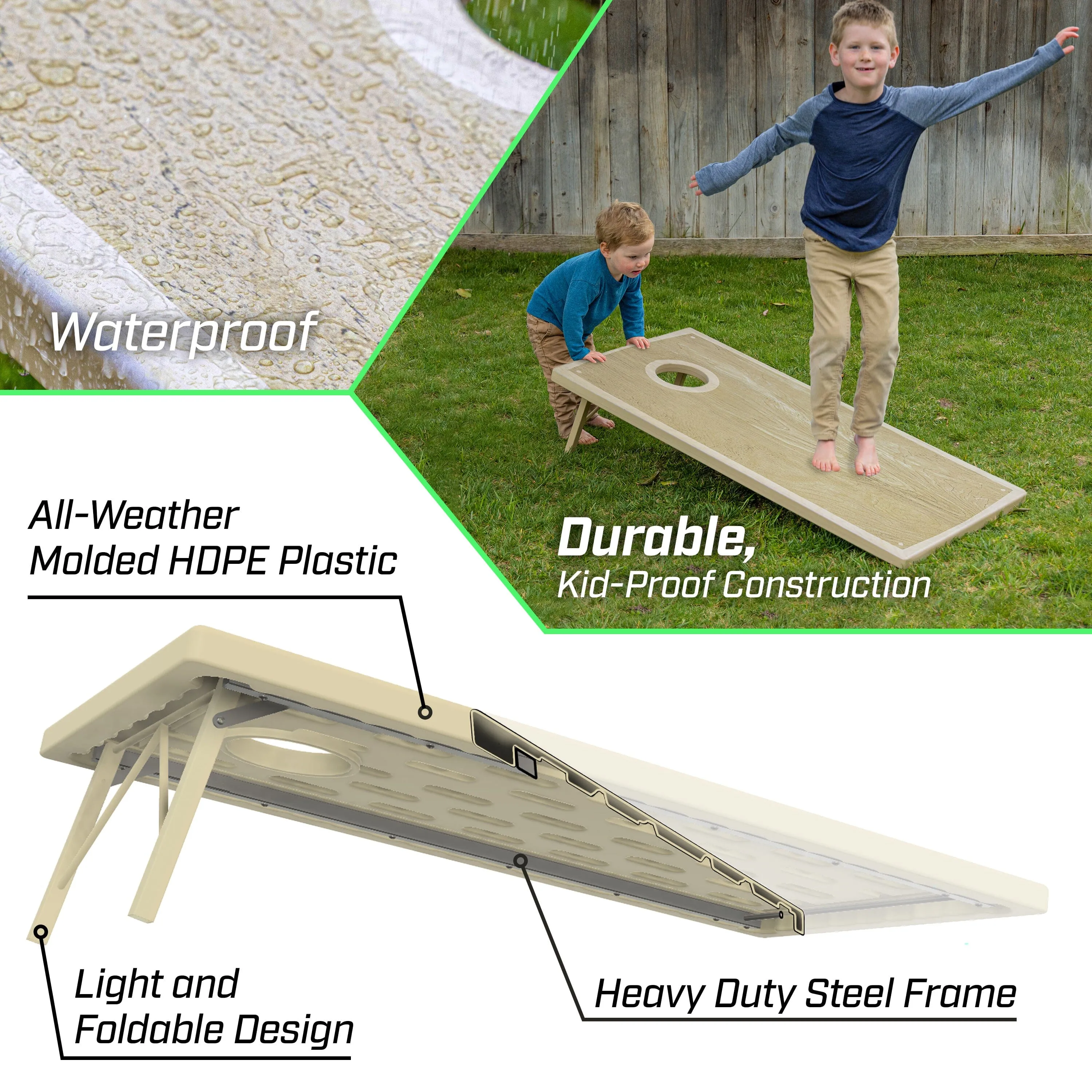 GoSports Tough Toss All Weather Cornhole Outdoor Game - Wood Design