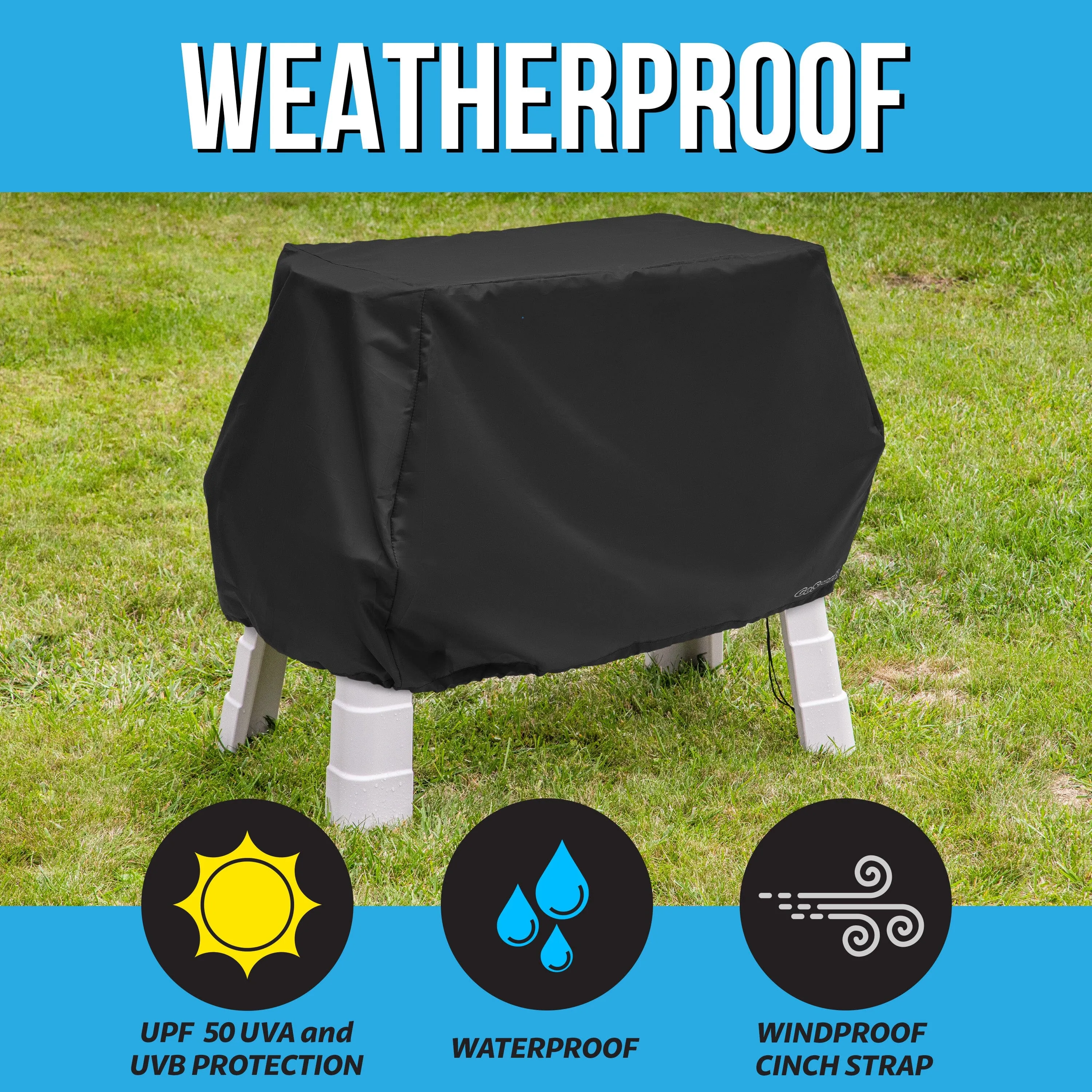 GoSports Universal Kids Water Table Cover - Anti-UV, Waterproof - Fits up to 41 x 25 x 34 Inches - Cover ONLY - Black