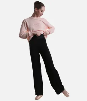 High-Waisted Wide-Leg Dance Pants with Adjustable Drawstring Hem - S0559
