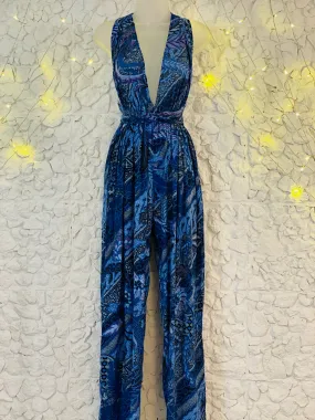 Jeannie Jumpsuit in Periwinkle Purple Leaf
