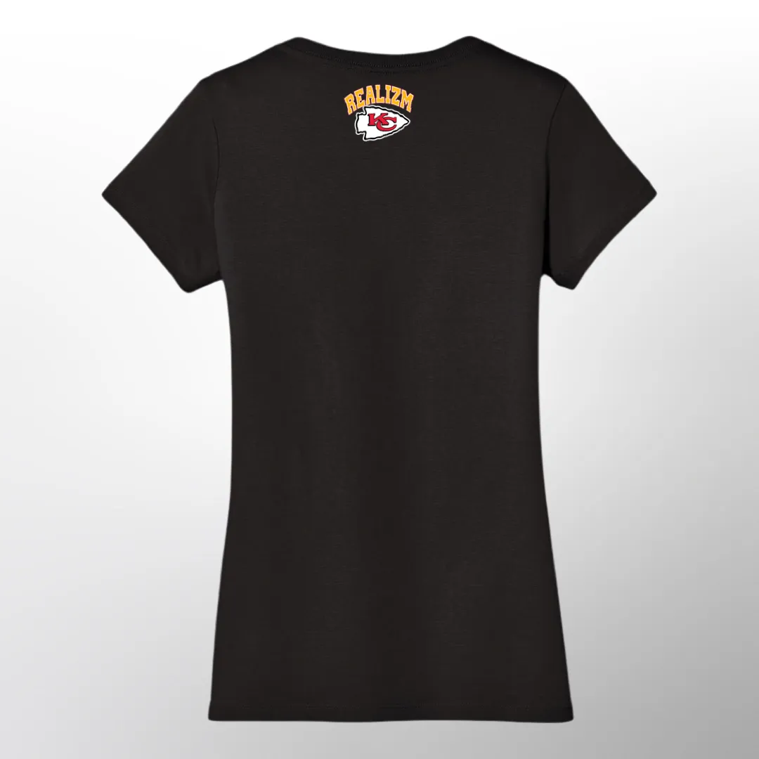 Ladies Kickin Ass Football V-neck (Kansas City)