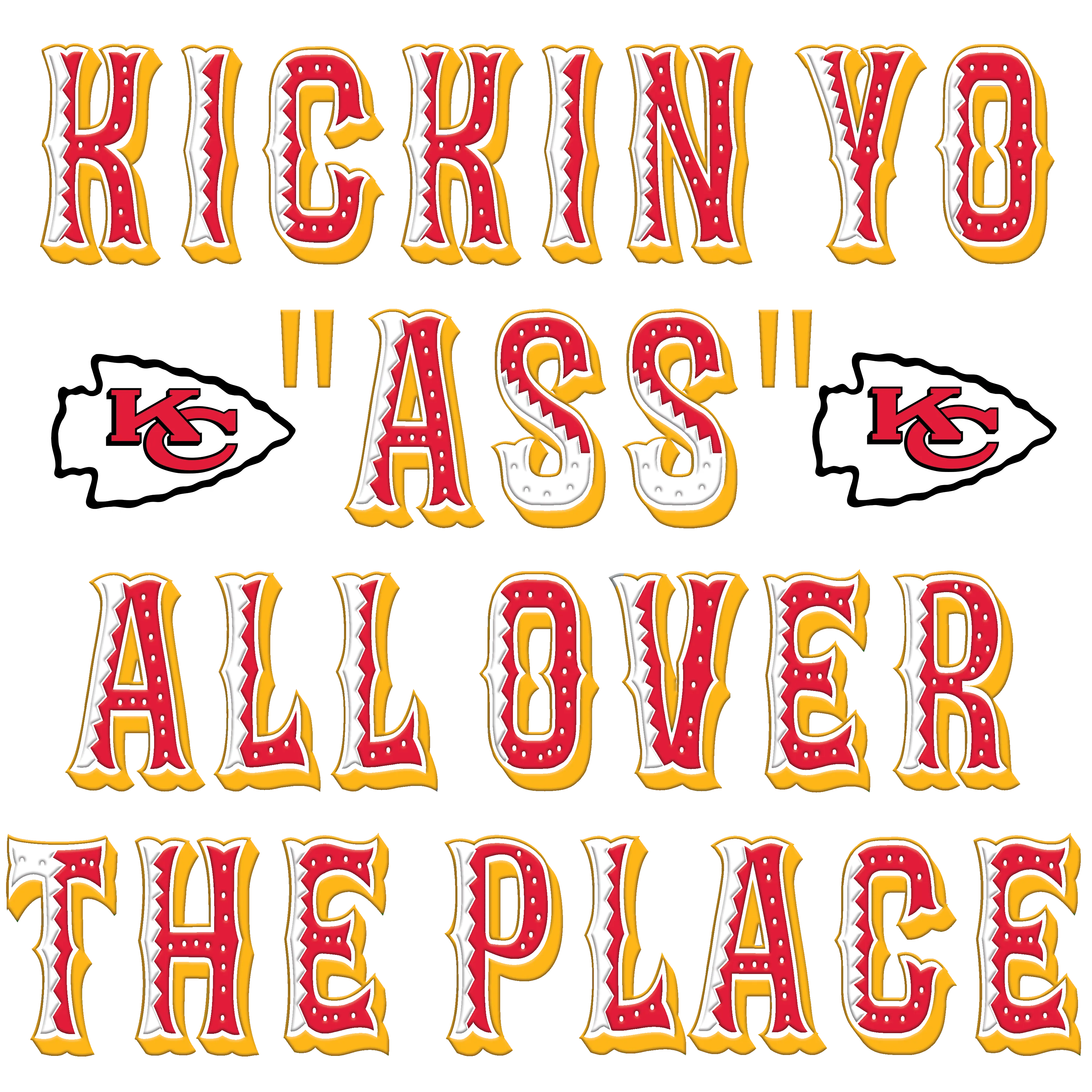 Ladies Kickin Ass Football V-neck (Kansas City)