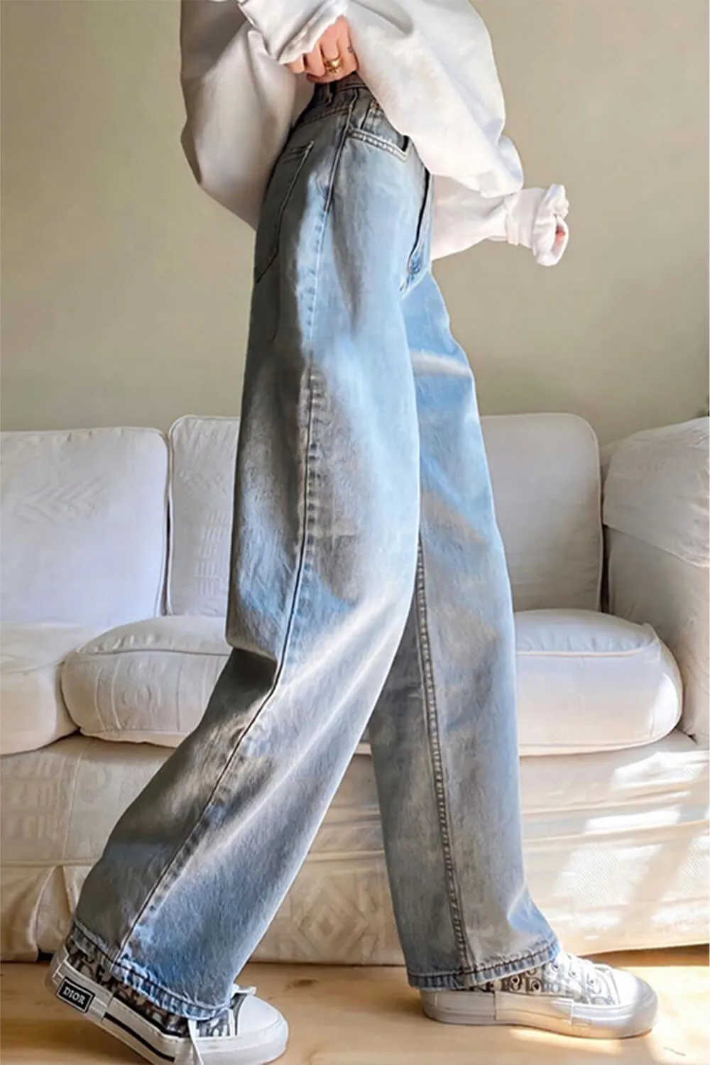 Retro Aesthetic Washed Loose Jeans