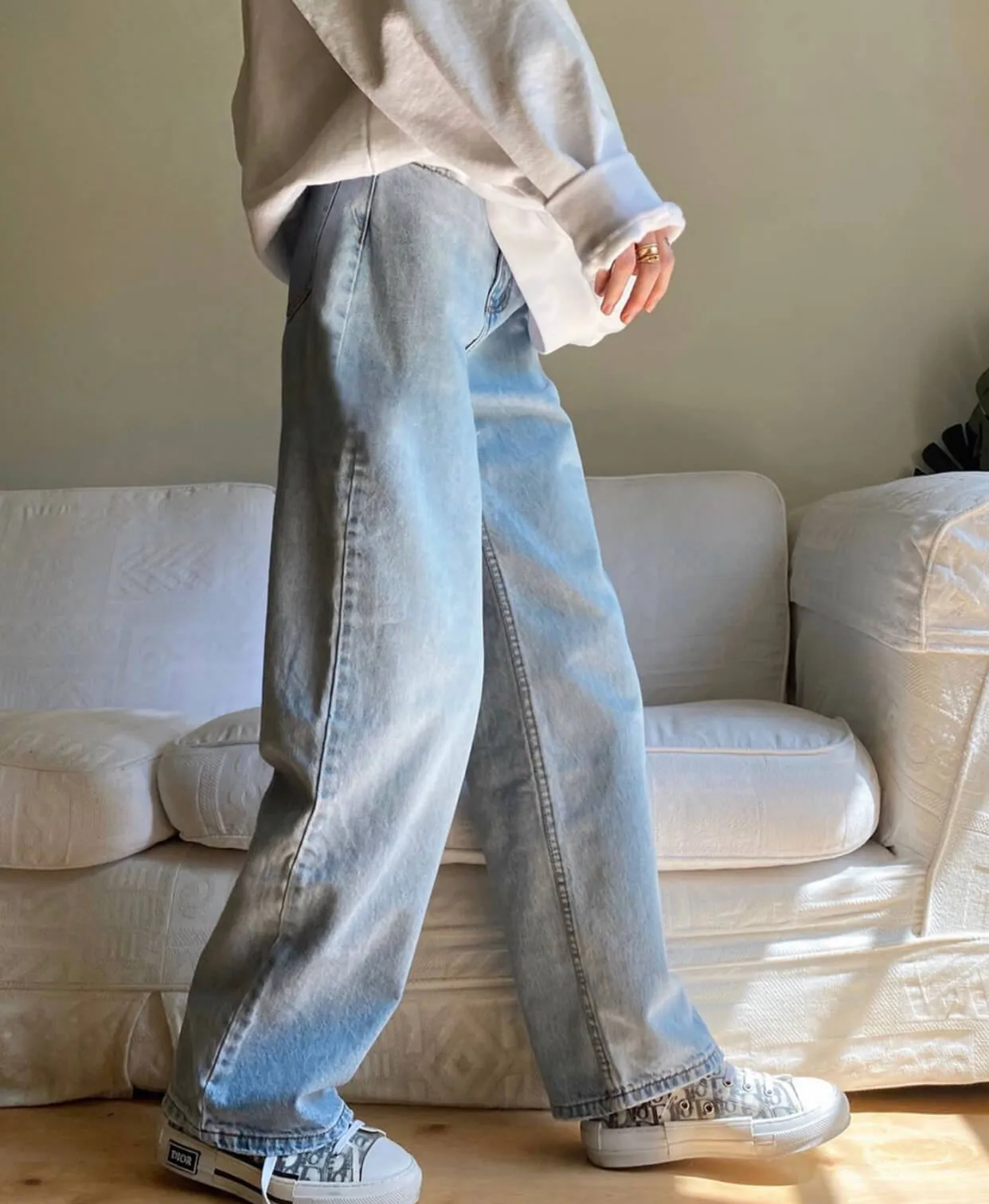 Retro Aesthetic Washed Loose Jeans