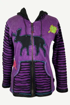 RJ 332 Rib Bohemian Reindeer Fleece Hoodie Outdoor Jacket