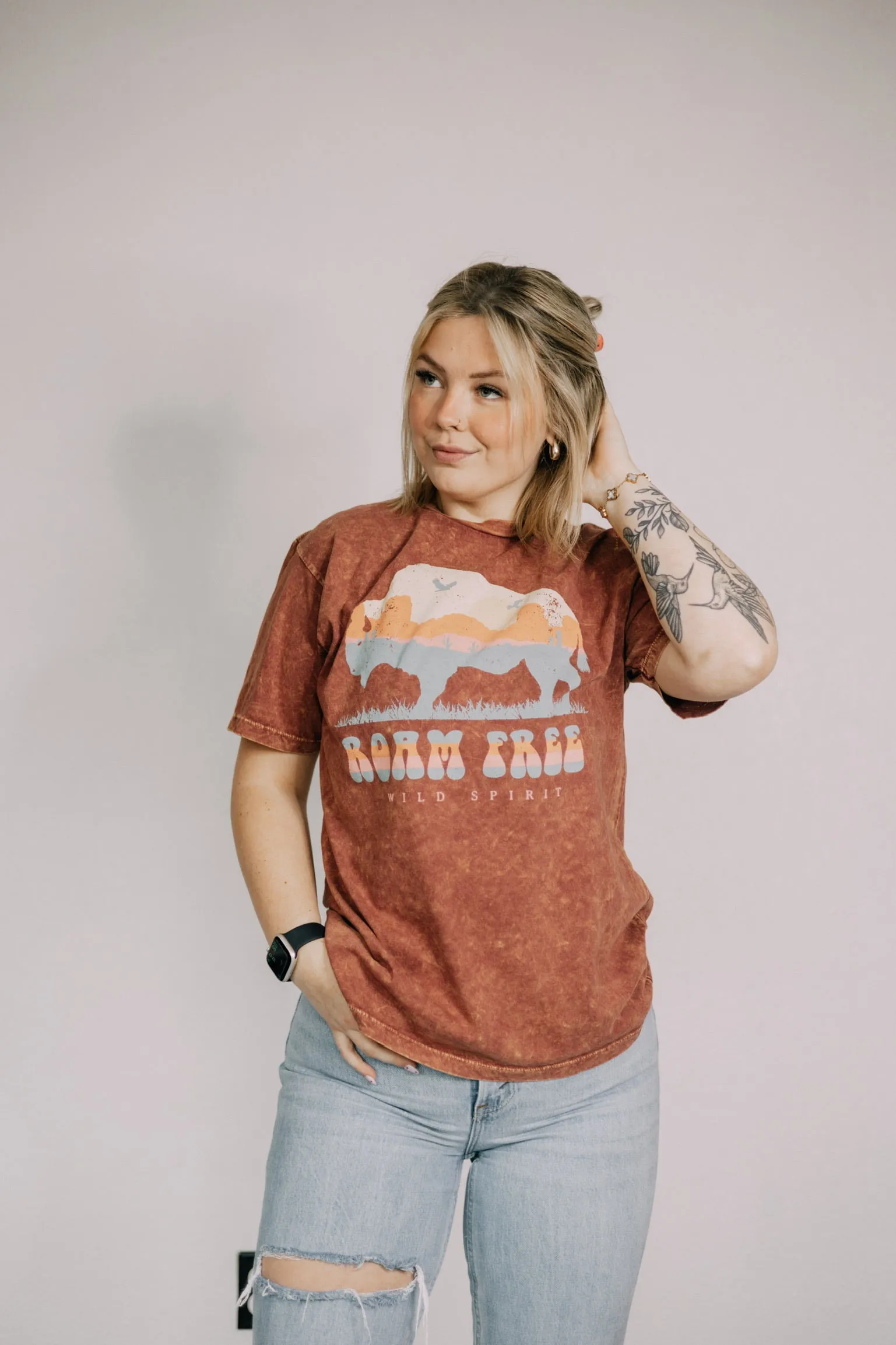 Roam Free Acid Wash Oversized Tee