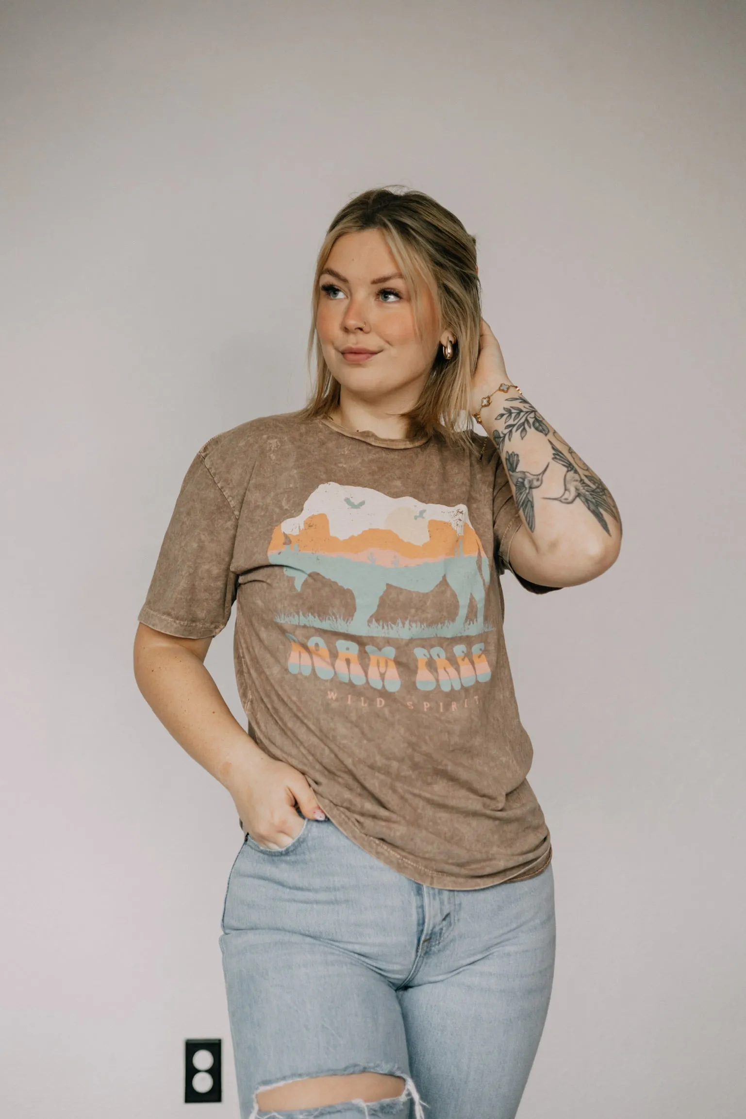 Roam Free Acid Wash Oversized Tee