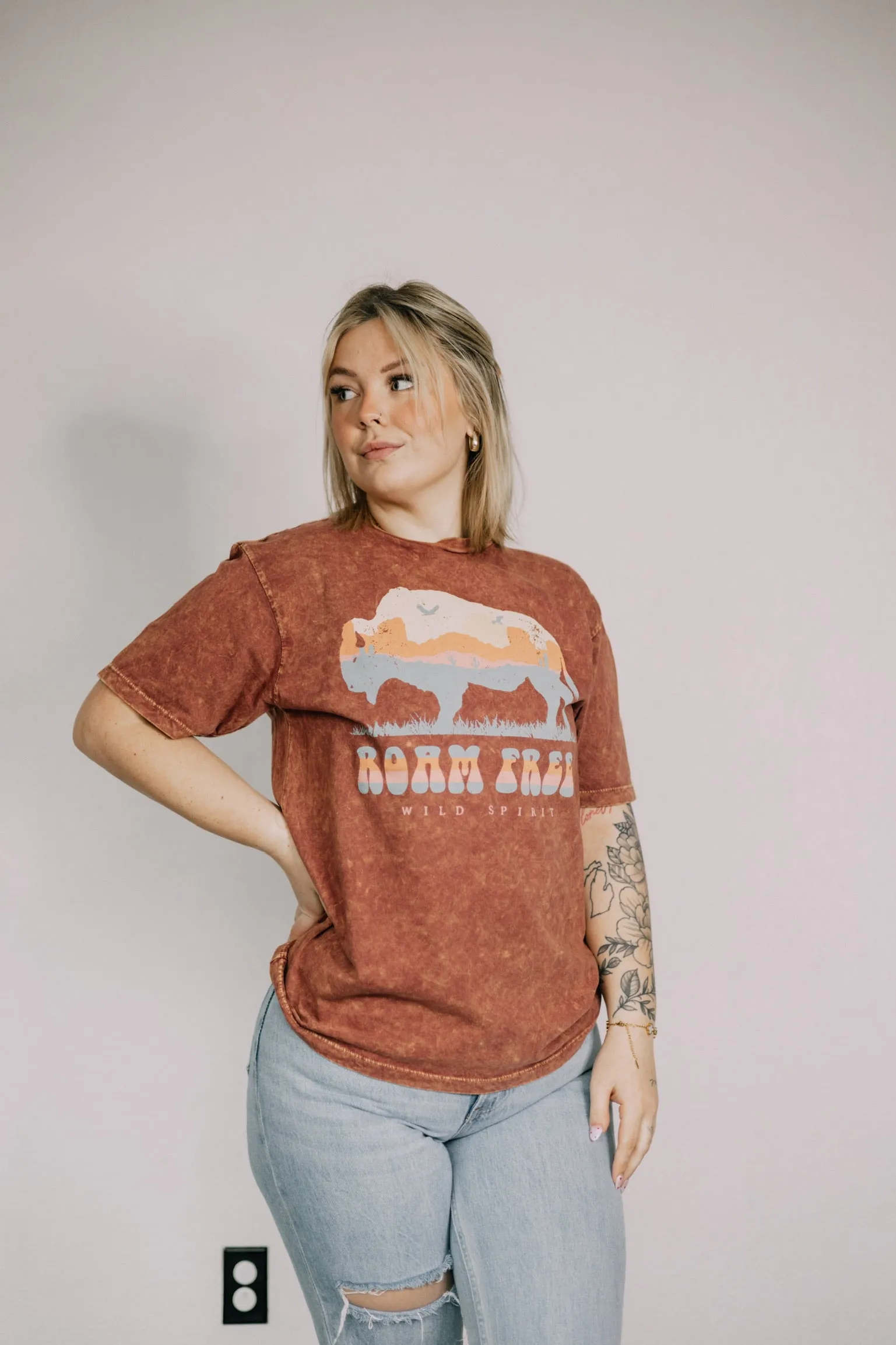 Roam Free Acid Wash Oversized Tee