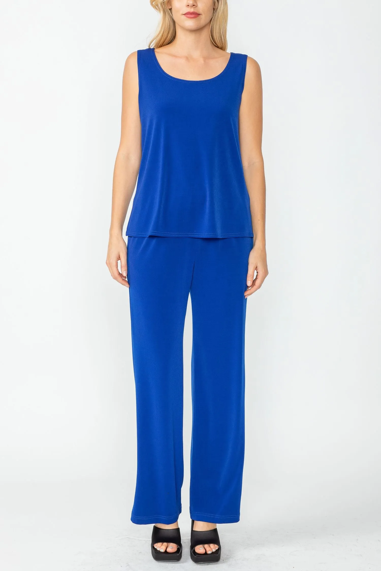 Royal Blue Wide Leg Long Pants & Scoop Neck Tank Top