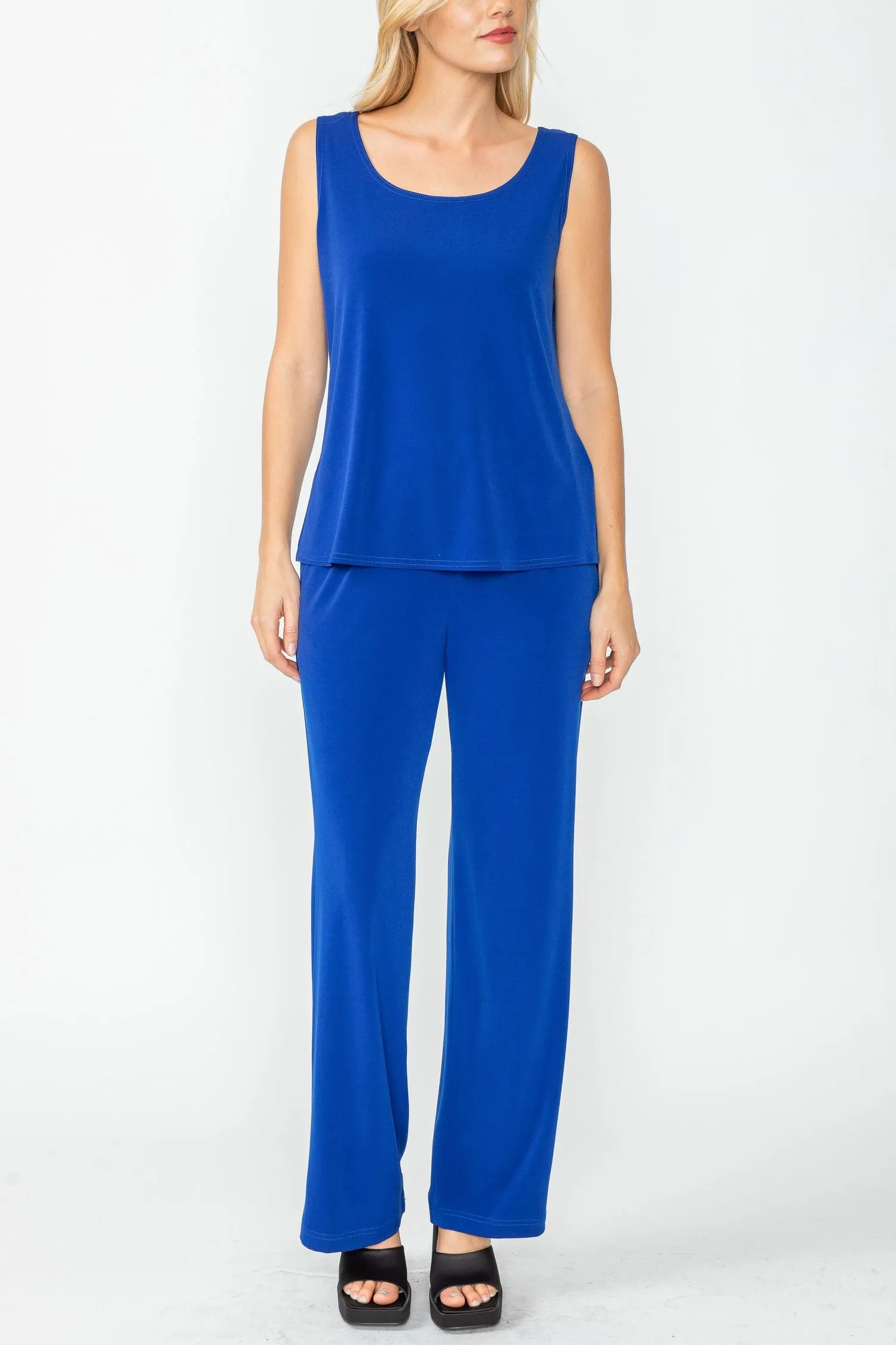 Royal Blue Wide Leg Long Pants & Scoop Neck Tank Top