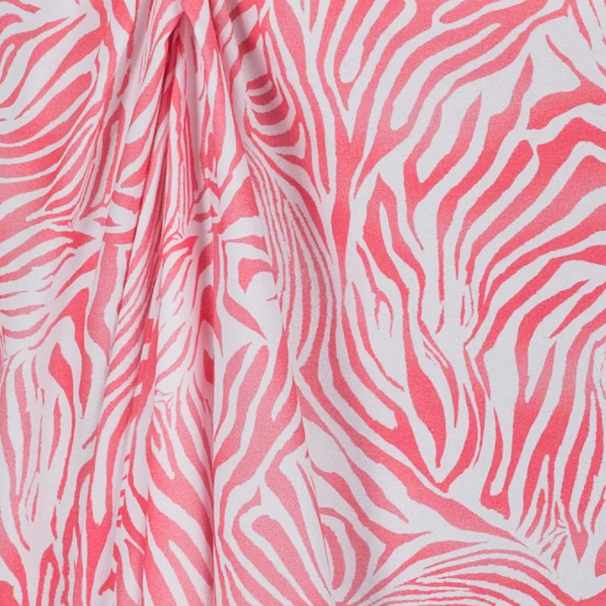 Ruched Midi Skirt in Coral Zebra Waves