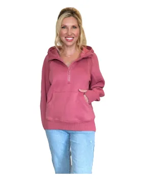 Stay Cozy Berry Half Zip Hoodie Sweatshirt