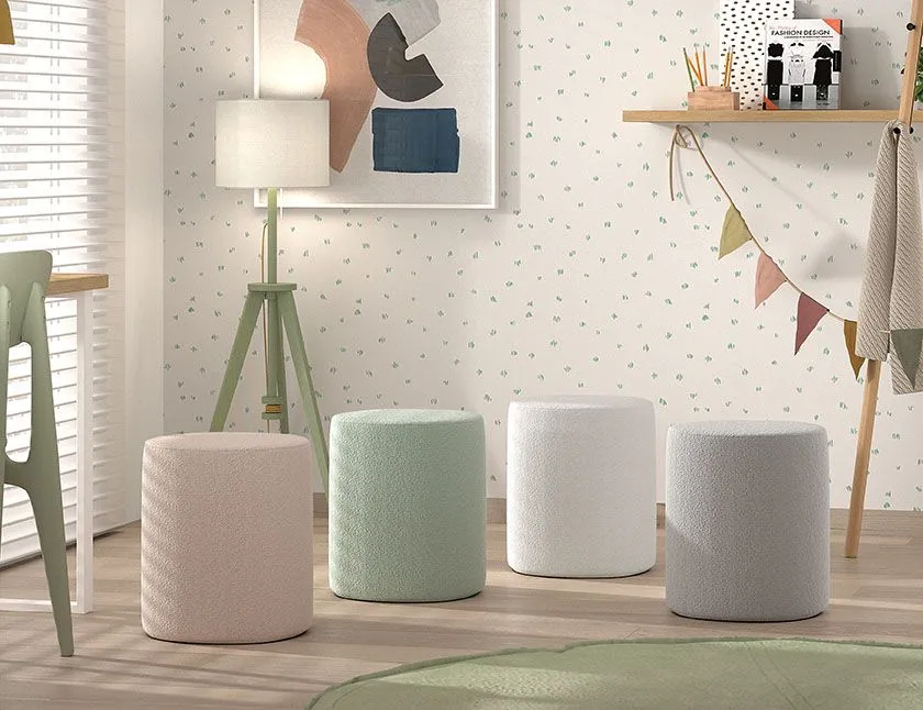 Vipack Moon Pouf Grey Boucle
