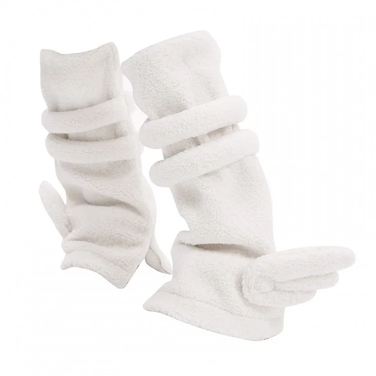 White Angel Wings Fleece Leg Warmers
